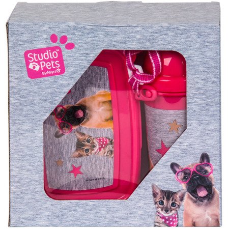 Szkolny Zestaw Śniadaniowy Lunchbox z Bidonem Studio Pets Pies Kot PEE