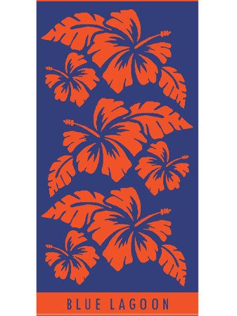 Welurowy Ręcznik Plażowy Blue Lagoon Kwiaty 07 70x140 cm